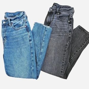 American Eagle Outfitters High Rise Blue and Gray Mom Jeans 2 SHORT